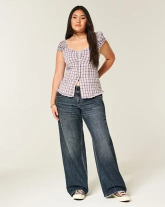 Jean baggy taille basse Y2K délavé foncé