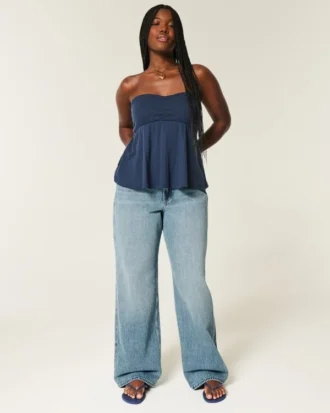 Jean baggy taille haute à courbes