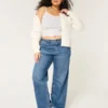 Jean baggy taille mi-haute, coupe ample, délavage moyen Jean baggy taille mi-haute, coupe ample, délavage moyen