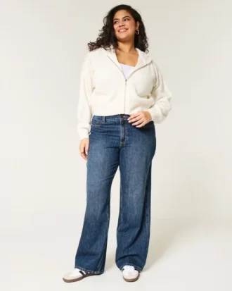 Jean baggy taille mi-haute foncé