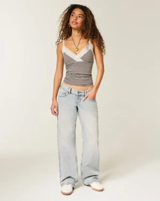 Jean baggy taille ultra basse délavé clair