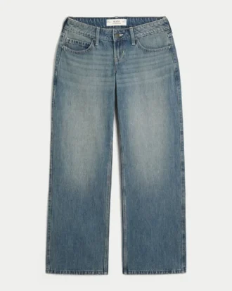 Jean baggy taille ultra basse délavé foncé