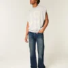 Jean bootcut décontracté délavé foncé Jean bootcut décontracté délavé foncé