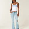 Jean bootcut délavé clair à broderies et taille basse Jean bootcut délavé clair à broderies et taille basse