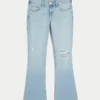 Jean bootcut délavé clair à broderies et taille basse Jean bootcut délavé clair à broderies et taille basse