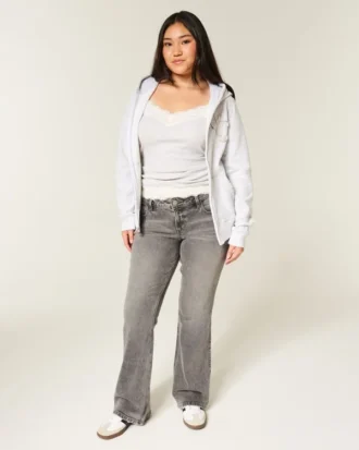 Jean bootcut gris taille basse