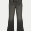 Jean bootcut noir délavé à taille basse Jean bootcut noir délavé à taille basse