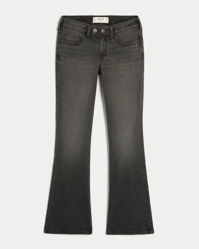 Jean bootcut noir délavé à taille basse Jean bootcut noir délavé à taille basse