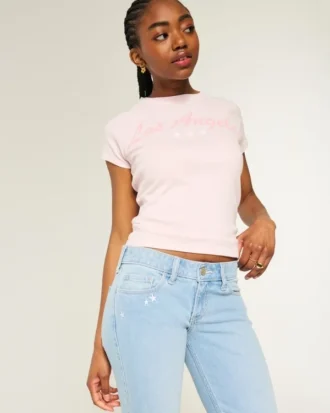 Jean bootcut taille basse avec broderie étoile