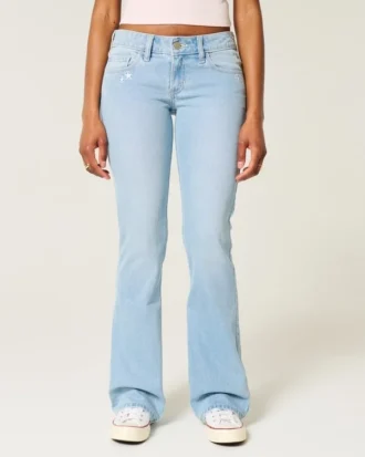 Jean bootcut taille basse avec broderie étoile