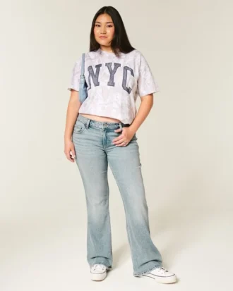Jean bootcut taille basse délavé clair
