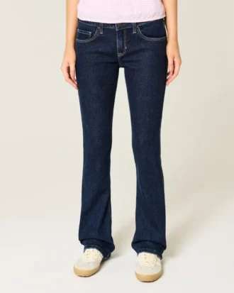 Jean bootcut taille basse délavé foncé