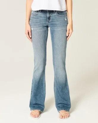 Jean bootcut taille basse délavé moyen