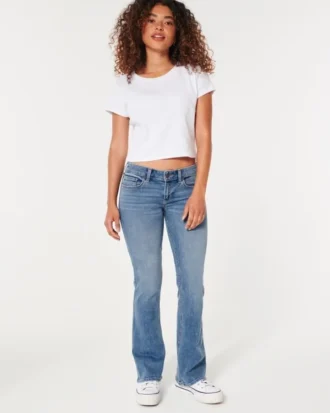 Jean bootcut taille basse délavage moyen Jean bootcut taille basse délavage moyen