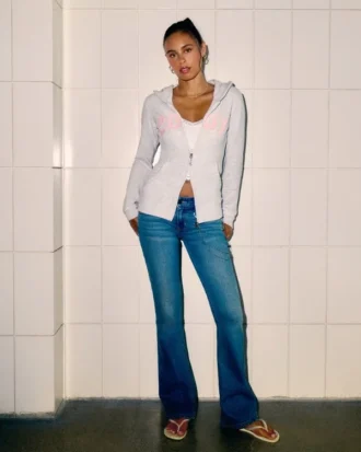 Jean bootcut taille basse délavage moyen
