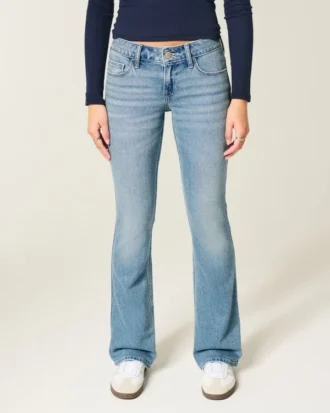 Jean bootcut taille basse délavage moyen