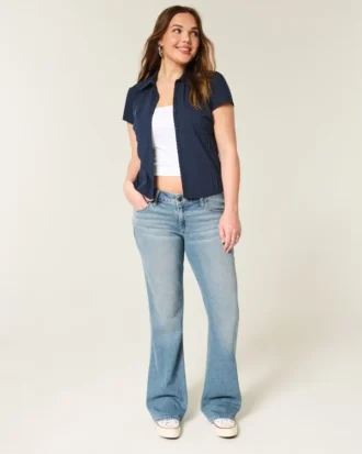 Jean bootcut taille basse délavage moyen