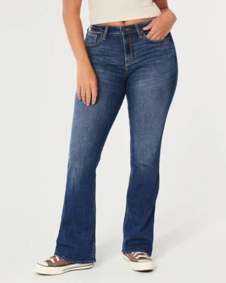 Jean bootcut taille mi-haute délavage moyen Jean bootcut taille mi-haute délavage moyen