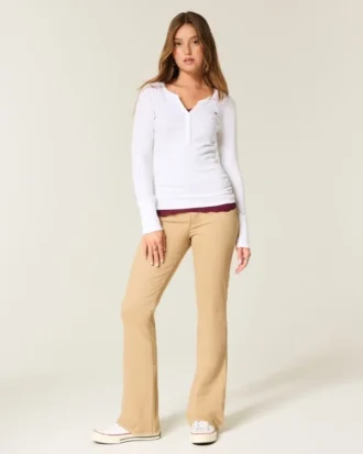 Jean bootcut taille mi-haute kaki Jean bootcut taille mi-haute kaki