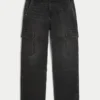 Jean cargo ample noir délavé