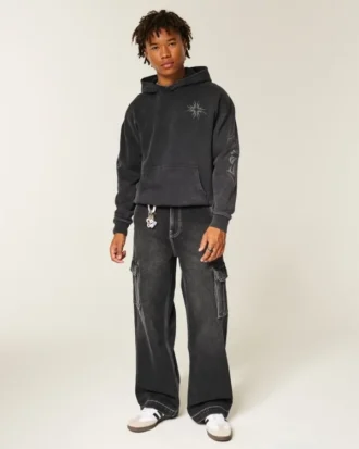 Jean cargo super baggy noir délavé Jean cargo super baggy noir délavé