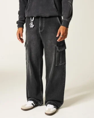 Jean cargo super baggy noir délavé Jean cargo super baggy noir délavé