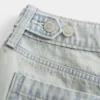 Jean court taille basse délavé clair à taille ajustable Jean court taille basse délavé clair à taille ajustable