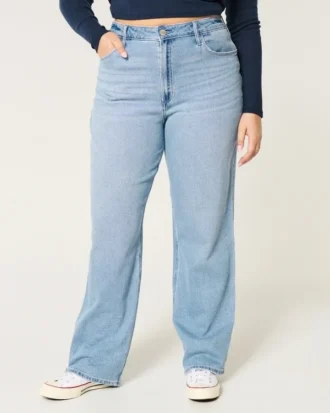 Jean dad ultra taille haute à lavage moyen