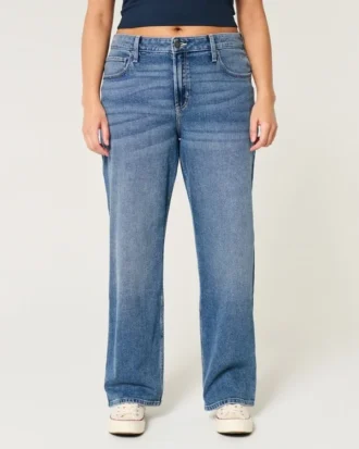 Jean dad wash foncé taille haute