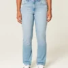 Jean droit taille haute délavé clair à coupes Jean droit taille haute délavé clair à coupes