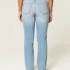Jean droit taille haute délavé clair à coupes Jean droit taille haute délavé clair à coupes