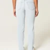 Jean droit taille haute délavé clair pour silhouettes rondes Jean droit taille haute délavé clair pour silhouettes rondes