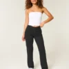 Jean droit taille haute noir Jean droit taille haute noir