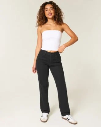 Jean droit taille haute noir