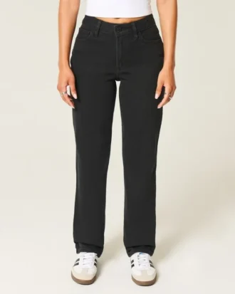 Jean droit taille haute noir