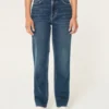 Jean droit taille ultra haute délavé foncé style années 90 Jean droit taille ultra haute délavé foncé style années 90
