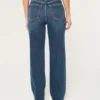 Jean droit taille ultra haute délavé foncé style années 90 Jean droit taille ultra haute délavé foncé style années 90