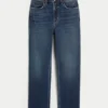 Jean droit taille ultra haute délavé foncé style années 90 Jean droit taille ultra haute délavé foncé style années 90
