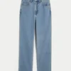 Jean droit taille ultra haute, délavage moyen, style années 90 Jean droit taille ultra haute, délavage moyen, style années 90