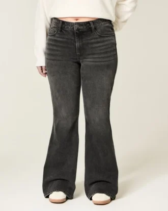 Jean flare noir délavé à taille haute