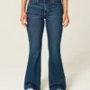 jean flare taille haute délavé foncé jean flare taille haute délavé foncé