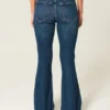 jean flare taille haute délavé foncé jean flare taille haute délavé foncé