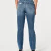 Jean mom ultra taille haute déchiré délavage moyen Jean mom ultra taille haute déchiré délavage moyen