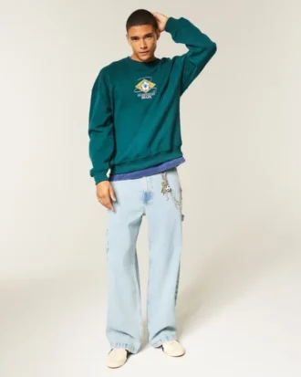 Jean peintre super baggy délavé clair