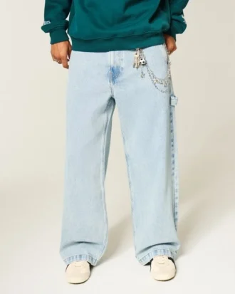 Jean peintre super baggy délavé clair