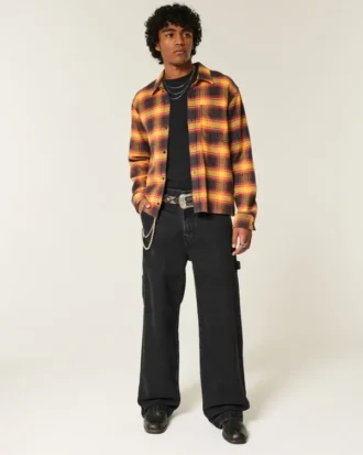 Jean peintre super baggy noir délavé