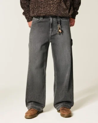 Jean peintre super baggy noir délavé