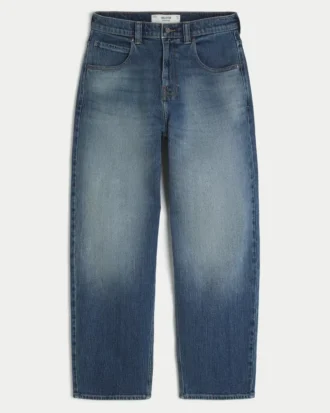 Jean skater ample délavé moyen avec motif aigle
