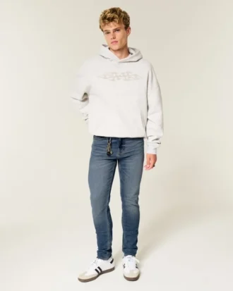 Jean skinny athlétique délavé moyen