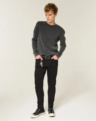 Jean skinny athlétique noir qui ne se décolore pas
